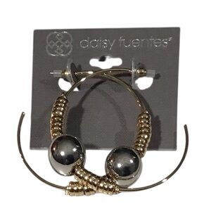 Daisy Fuentes Gold Silver Tone Metallic Hoop Earrings Fashion Jewelry NWT